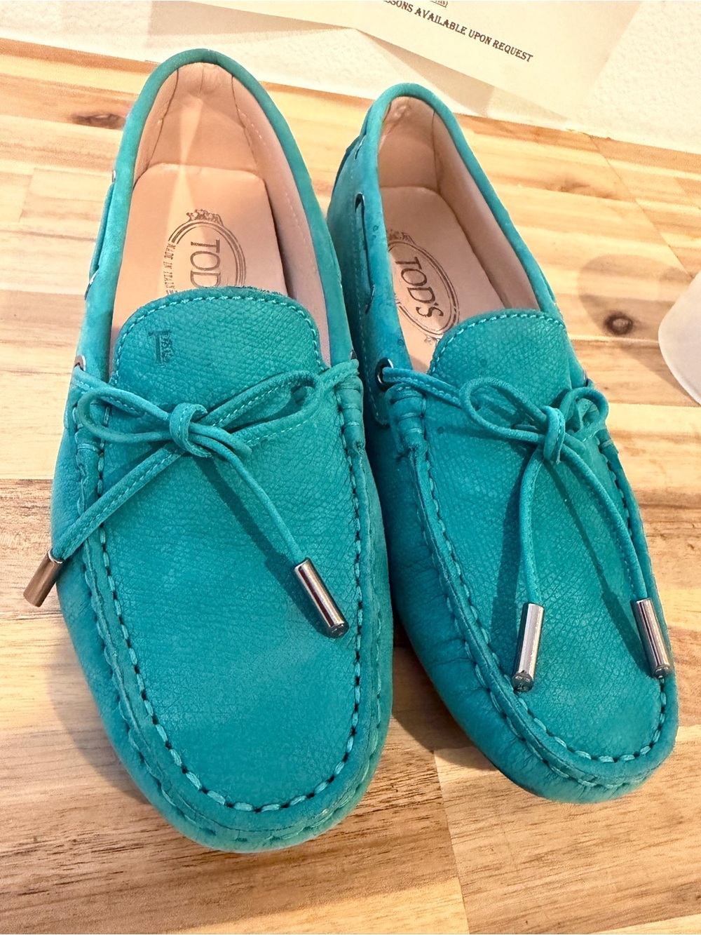 Tod's Teal Suede Driving Loafers